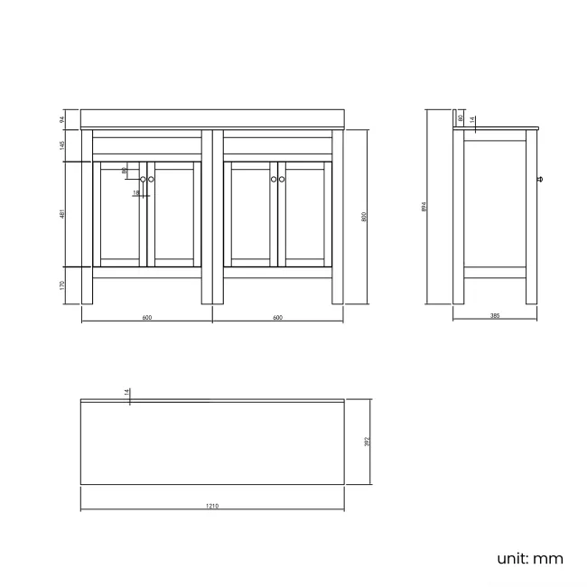 Bermuda Cashmere Pink Cabinet with Marble Top 1200mm - Excludes Counter Top Basin