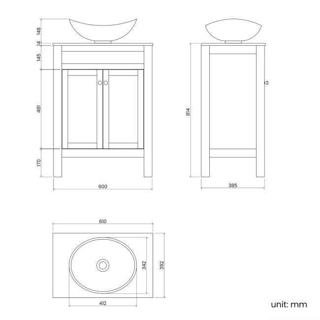 Bermuda Cashmere Pink Vanity with Marble Top & Oval Counter Top Basin 600mm - Brushed Brass Accents