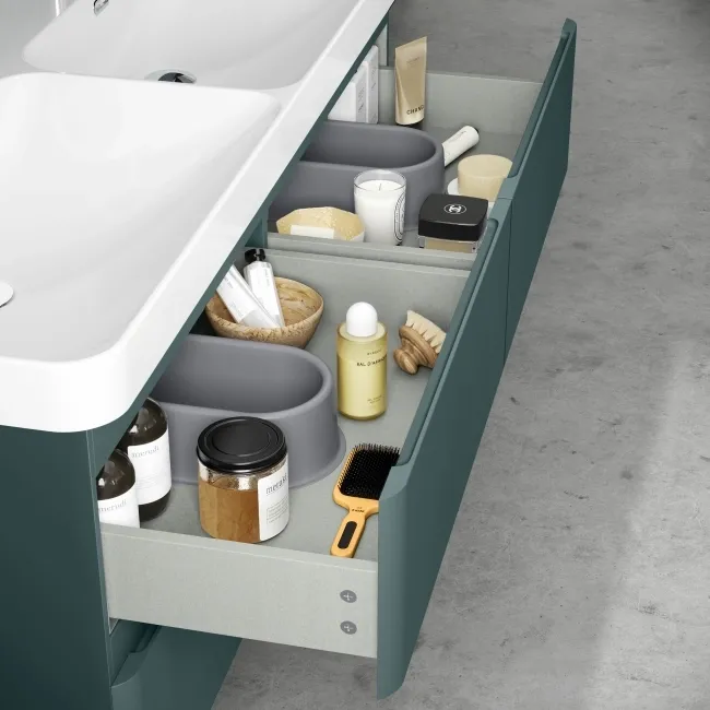 Corsica Midnight Green Wall Hung Double Basin Drawer Vanity 1200mm