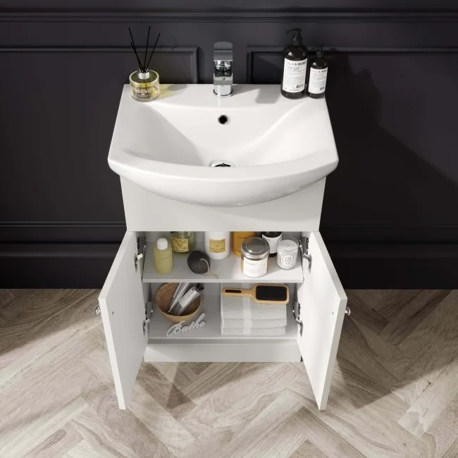 Capri Cotton White Combination Vanity Basin and Austin Toilet 1050mm - Chrome Handles