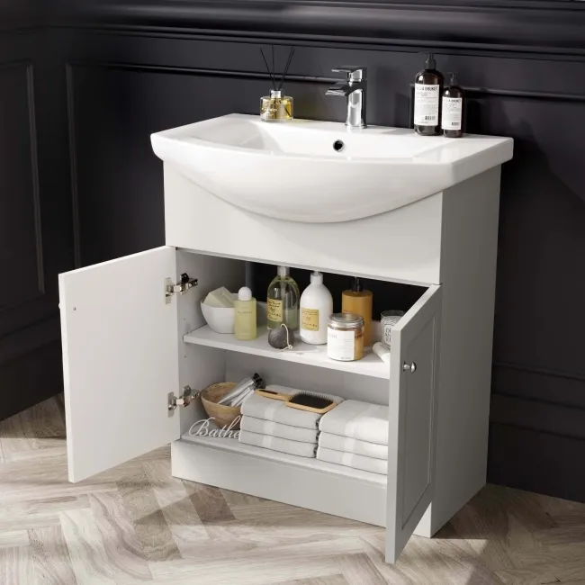 Capri Cotton White Combination Vanity Basin and Denver Toilet 1350mm - Chrome Handles