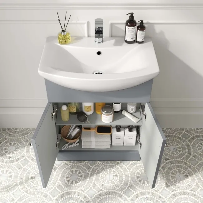 Capri Fog Grey Combination Vanity Basin and Denver Toilet 1150mm - Chrome Handles