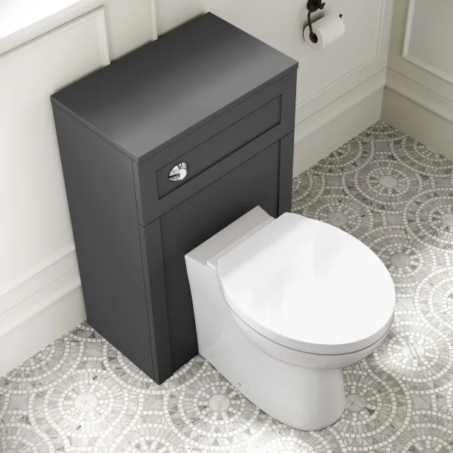 Capri Slate Grey Combination Vanity Basin and Austin Toilet 1050mm - Chrome Handles