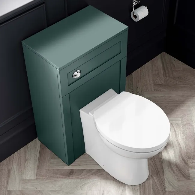 Capri Mystic Green Combination Vanity Basin and Austin Toilet 1150mm - Chrome Handles
