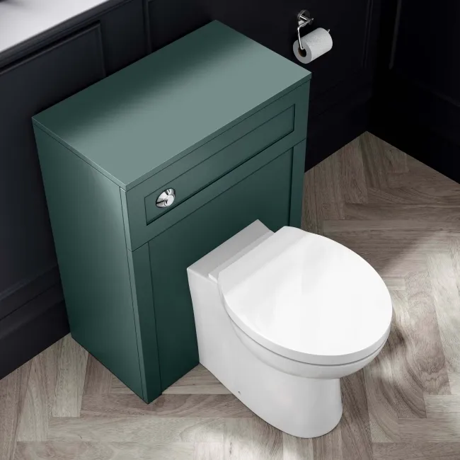 Capri Mystic Green Combination Vanity Basin and Austin Toilet 1350mm - Chrome Handles