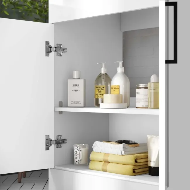 Mersey Gloss White Vanity with Troy Basin 600mm - Black Accents