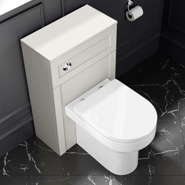 Milos Cotton White Combination Vanity Basin and Denver Toilet 1300mm - Chrome Handles