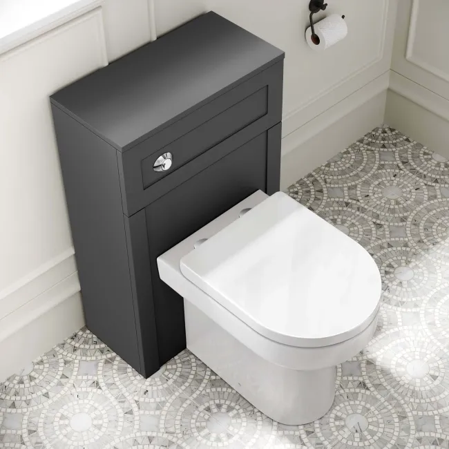 Milos Slate Grey Combination Vanity Basin and Denver Toilet 1300mm - Chrome Handles