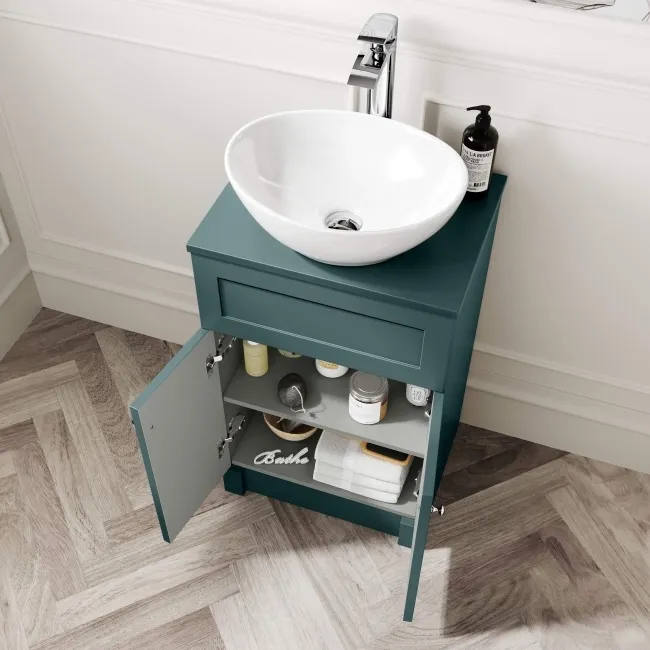 Milos Mystic Green Vanity with Oval Basin 500mm - Chrome Handles