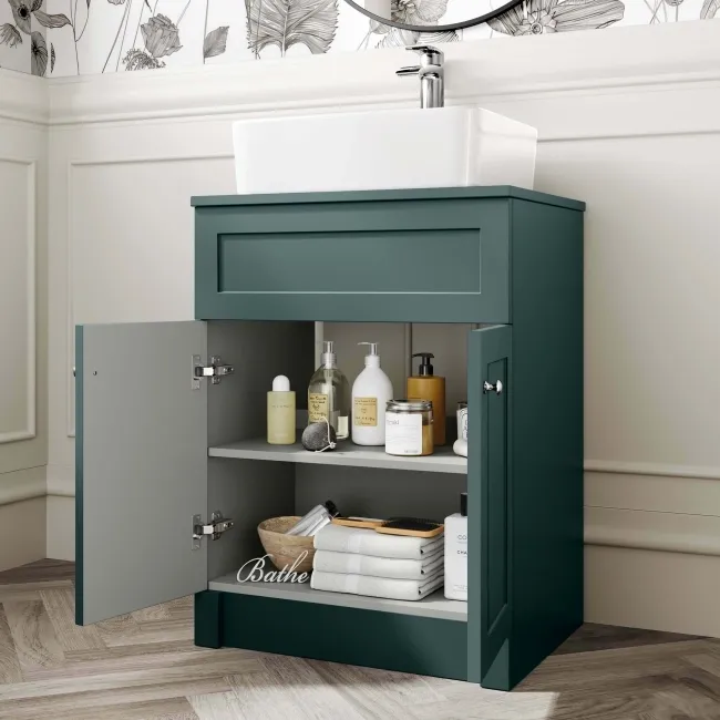 Milos Mystic Green Vanity with Troy Basin 600mm - Chrome Handles
