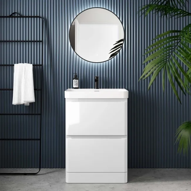 Corsica Gloss White Basin Drawer Vanity 600mm