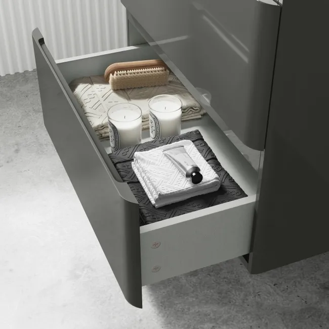 Corsica Tungsten Grey Wall Hung Drawer Vanity with Marble Top 600mm - Excludes Counter Top Basin
