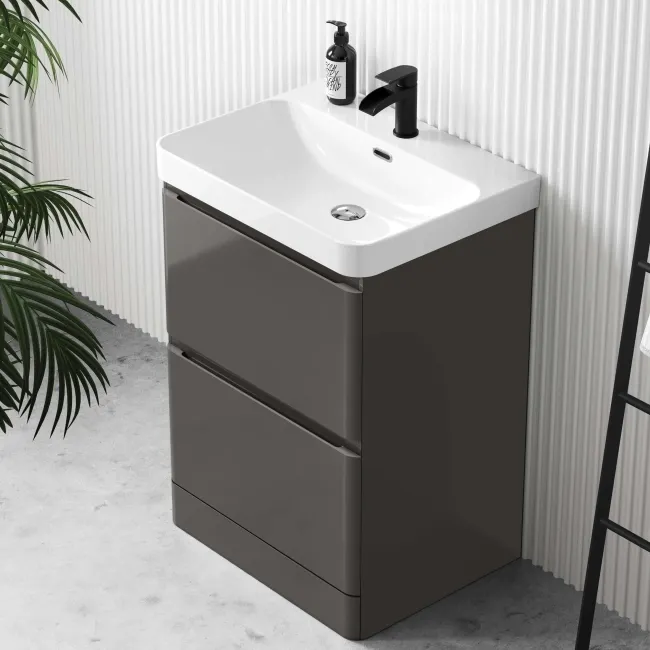 Corsica Tungsten Grey Basin Drawer Vanity 600mm