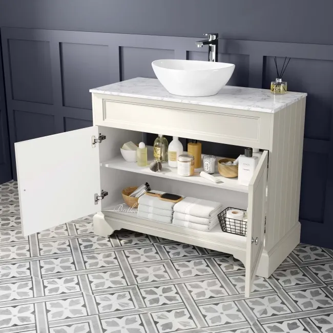 Lucia Chalk White Vanity with Marble Top & Oval Counter Top Basin 1030mm