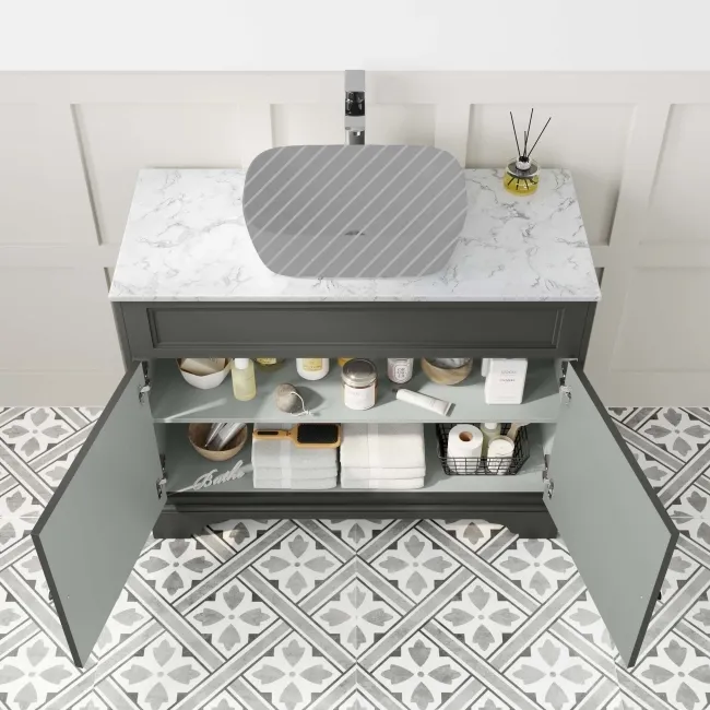 Lucia Graphite Grey Cabinet with Marble Top 1030mm - Excludes Counter Top Basin