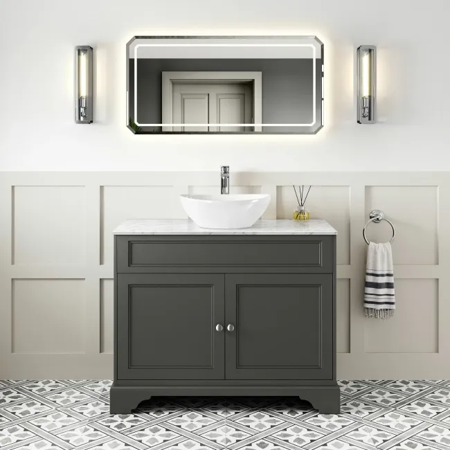 Lucia Graphite Grey Vanity with Marble Top & Oval Counter Top Basin 1030mm