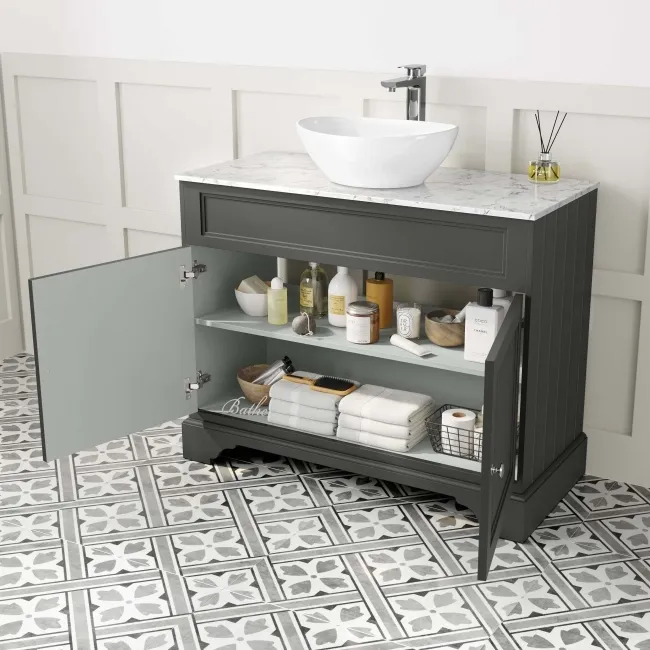 Lucia Graphite Grey Vanity with Marble Top & Oval Counter Top Basin 1030mm