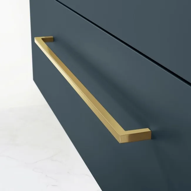 Elba Inky Blue Wall Hung Drawer Vanity 1000mm Excludes Counter Top Basin - Brushed Brass Accents