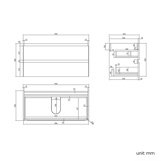Corsica Inky Blue Basin Drawer Vanity 1000mm