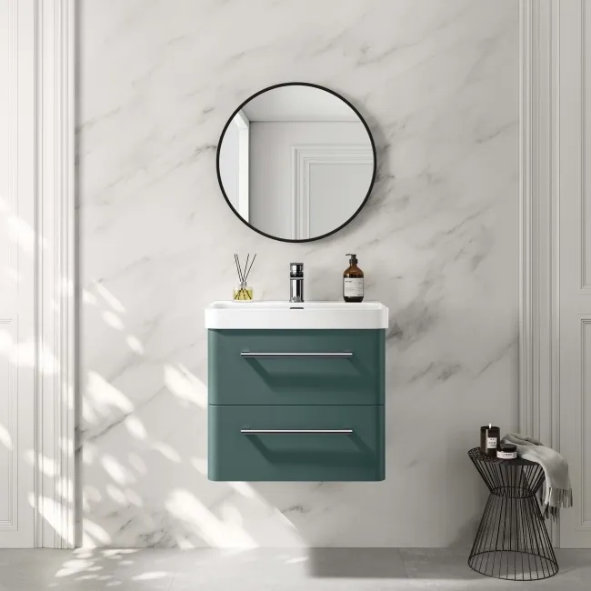 Omaha Mystic Green Wall Hung Basin Drawer Vanity 600mm