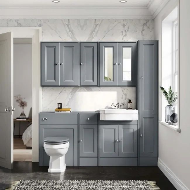 Monaco Dove Grey Floor Standing Tall Cabinet Unit 1900x300mm