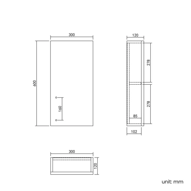 Harper Stone Grey Wall Hung Cabinet 600x300mm