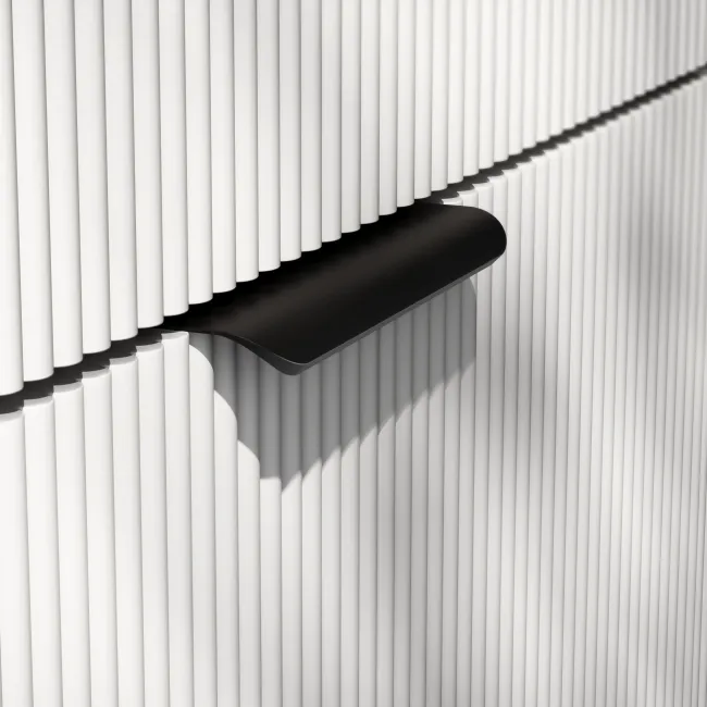 Sicily Fluted Coastal White Side Cabinet Unit 300mm - Black Accents