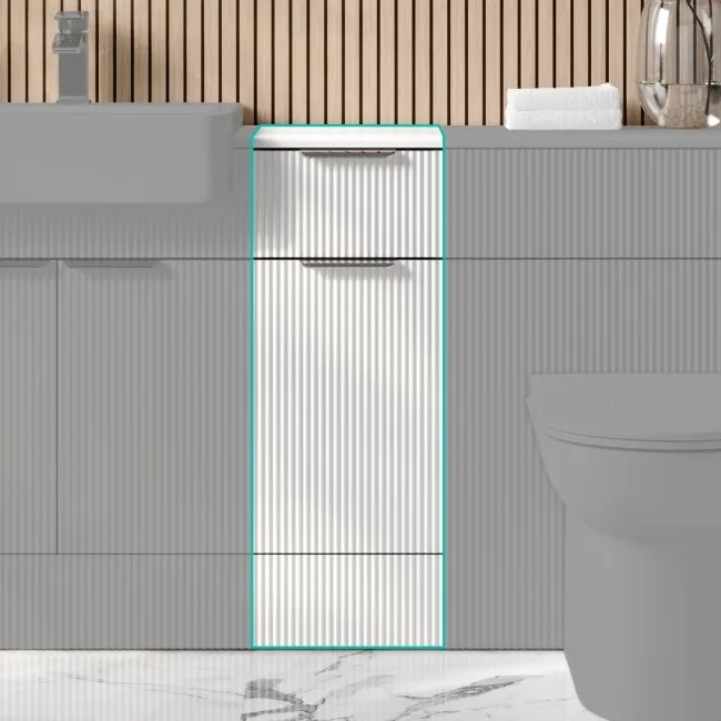 Sicily Fluted Coastal White Side Cabinet Unit 300mm - Chrome Handles