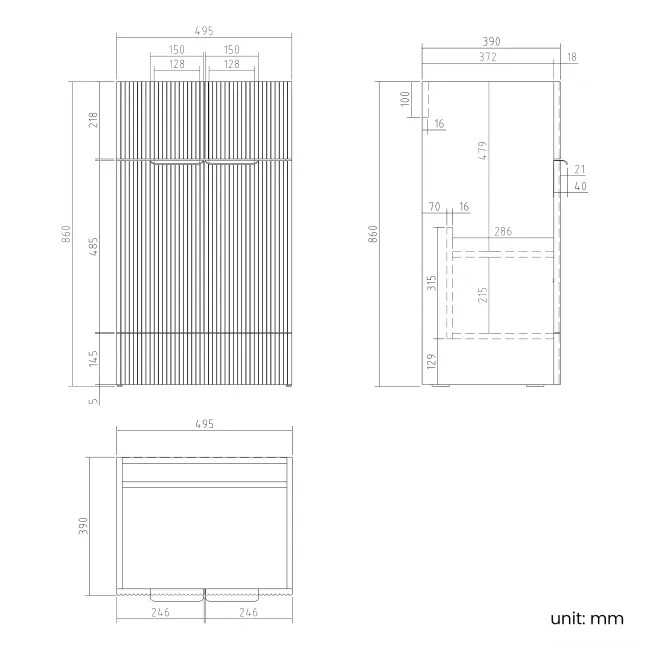 Havana Fluted Country Oak Basin Vanity and Back To Wall Toilet Unit 1000mm (Excludes Toilet) - Black Accents