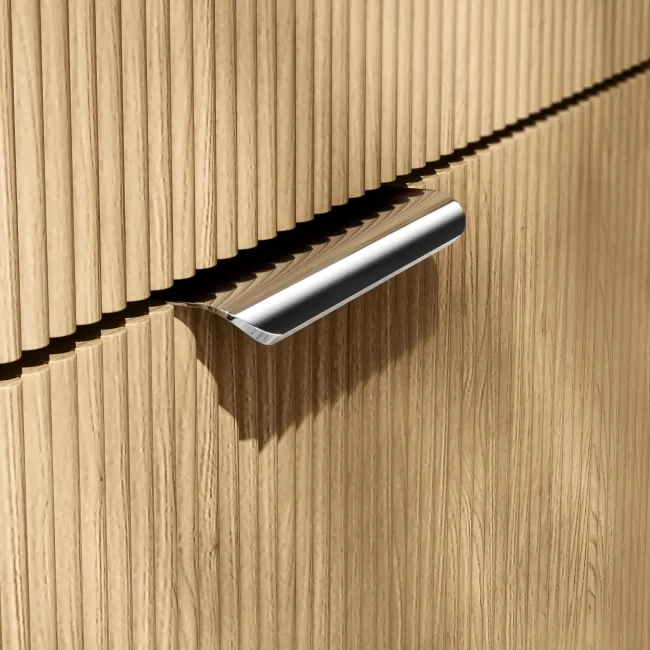 Sicily Fluted Country Oak Floor Standing Tall Cabinet Unit 1900x300mm - Chrome Handles