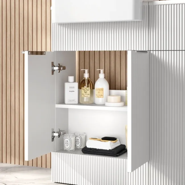 Sicily Fluted Coastal White Combination Vanity Basin and Aruba Toilet 1000mm - Chrome Handles