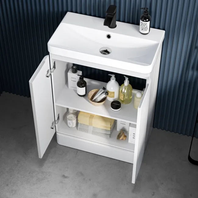 Corsica Gloss White Slimline Basin Vanity 600mm