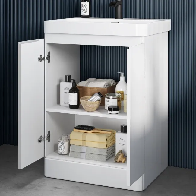 Corsica Gloss White Basin Vanity 600mm