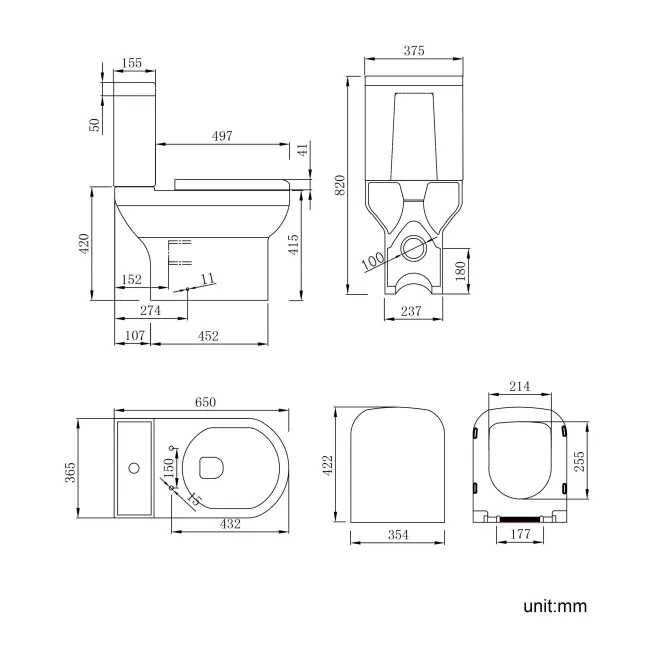 Trent Gloss White Cloakroom Floor Standing Basin Vanity 400mm and Toilet Set