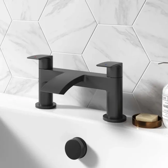 Severn Matt Black Basin & Bath Mixer Tap Set
