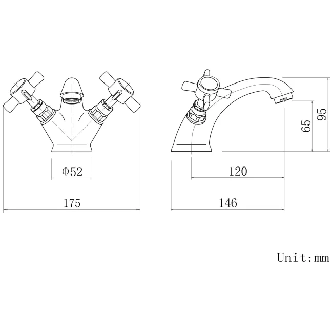 Nene Traditional Chrome Basin & Bath Mixer Tap Set