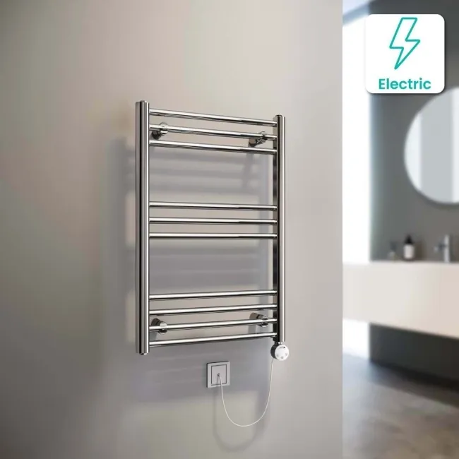 Barcelona Electric Chrome Straight Heated Towel Rail 800x500mm