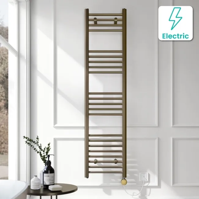 Barcelona Electric Antique Gold Straight Heated Towel Rail 1600x400mm