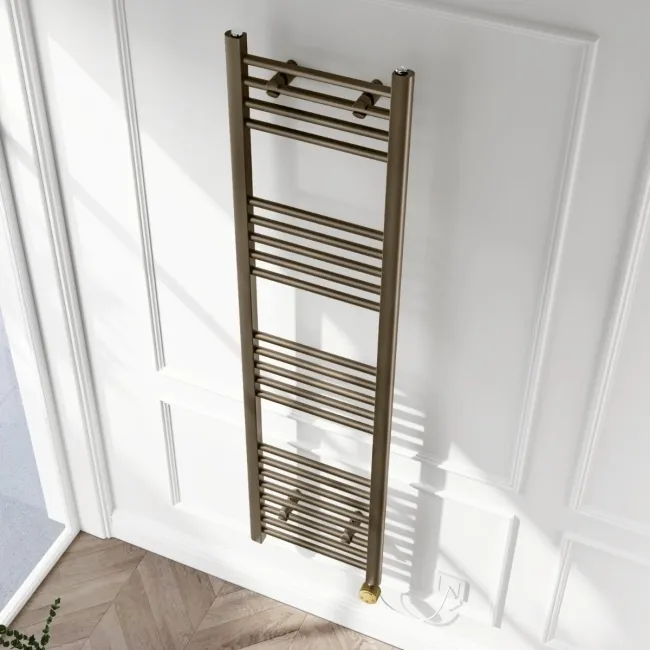 Barcelona Electric Antique Gold Straight Heated Towel Rail 1600x400mm