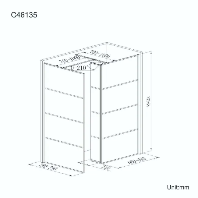 Munich Matt Black Grid 8mm Walk In Shower Enclosure 700mm & 800mm Glass with Pivotal Return Panel