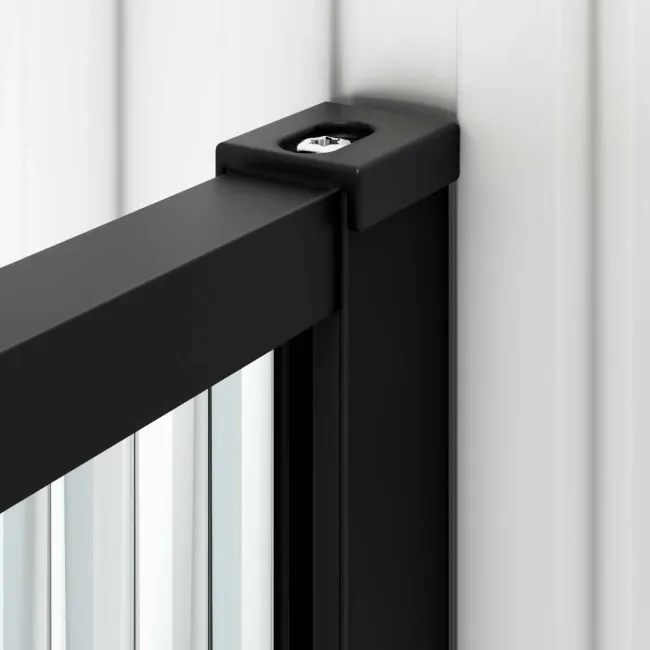 Munich Fluted Effect Matt Black Framed 8mm Wet Room Shower Glass 1000mm & 250mm Pivotal Return Panel