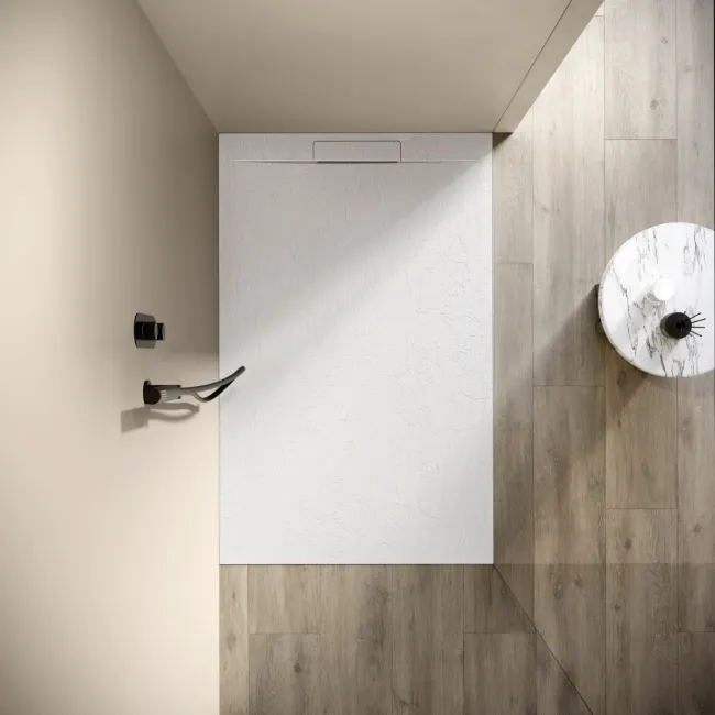 Tokyo Rectangular Matt White Slate Texture Stone Shower Tray 1400x800mm