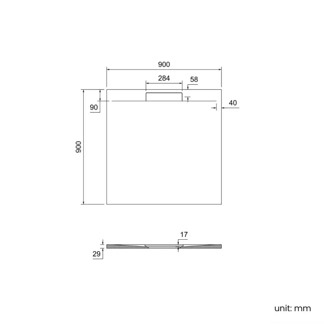 Tokyo Square Matt White Slate Texture Stone Shower Tray 900x900mm