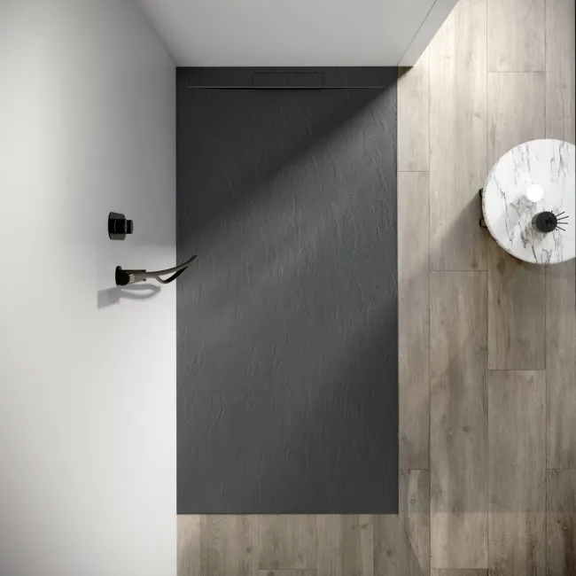 Tokyo Rectangular Matt Grey Slate Texture Stone Shower Tray 1800x900mm