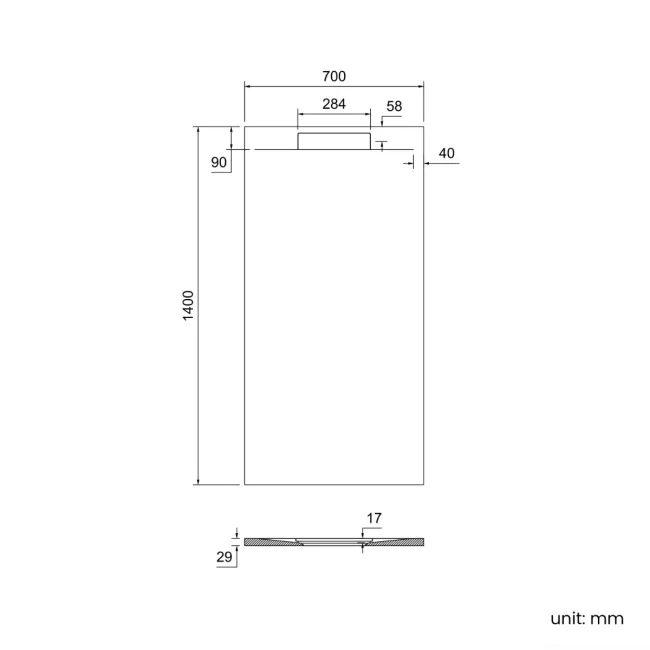 Tokyo Rectangular Matt Black Slate Texture Stone Shower Tray 1400x700mm