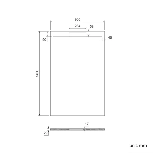 Tokyo Rectangular Matt Black Slate Texture Stone Shower Tray 1400x900mm