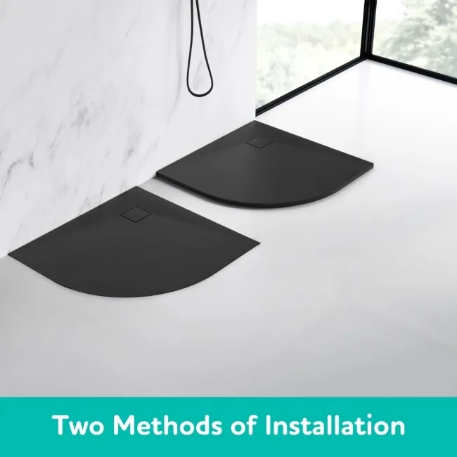 Berlin Quadrant Matt Black Slate Effect SMC Composite Shower Tray 900x900mm