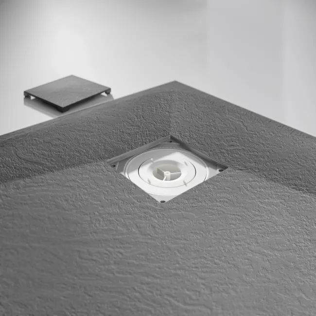 Berlin Quadrant Dark Grey Slate Effect SMC Composite Shower Tray 900x900mm