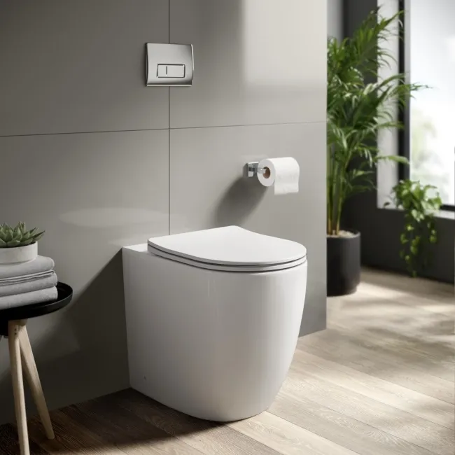 Utah Rimless Comfort Height Back To Wall Toilet With Premium Soft Close Slim Seat