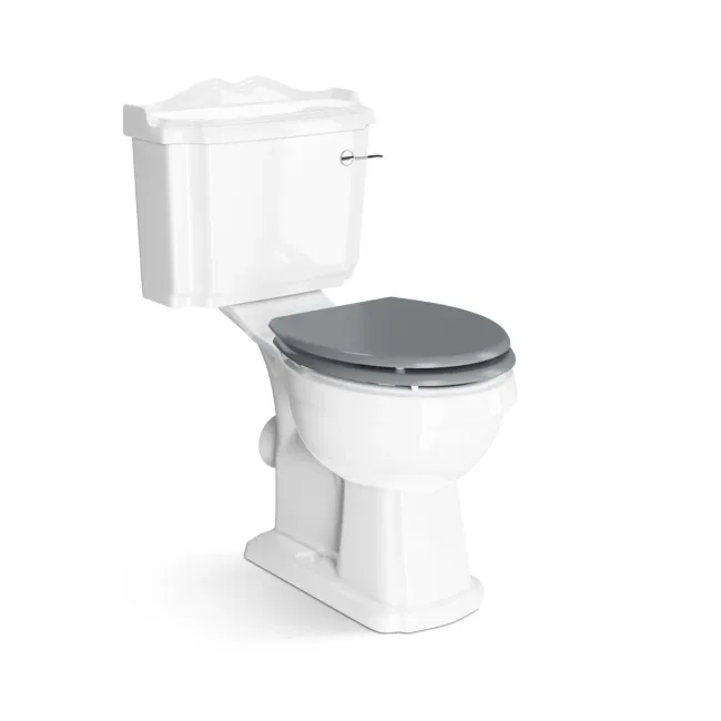 Lima Traditional Close Coupled Toilet With Dove Grey Wooden Seat